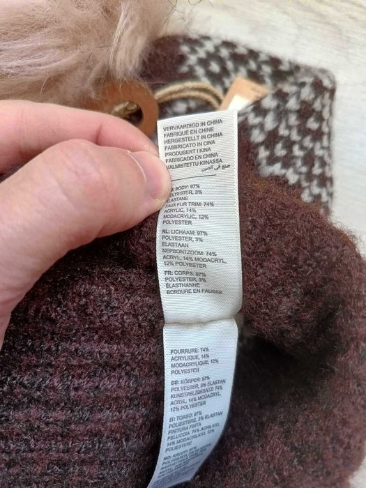 Fes Caciula Fat Face soft knit beanie with Pompom one size Faux Fur