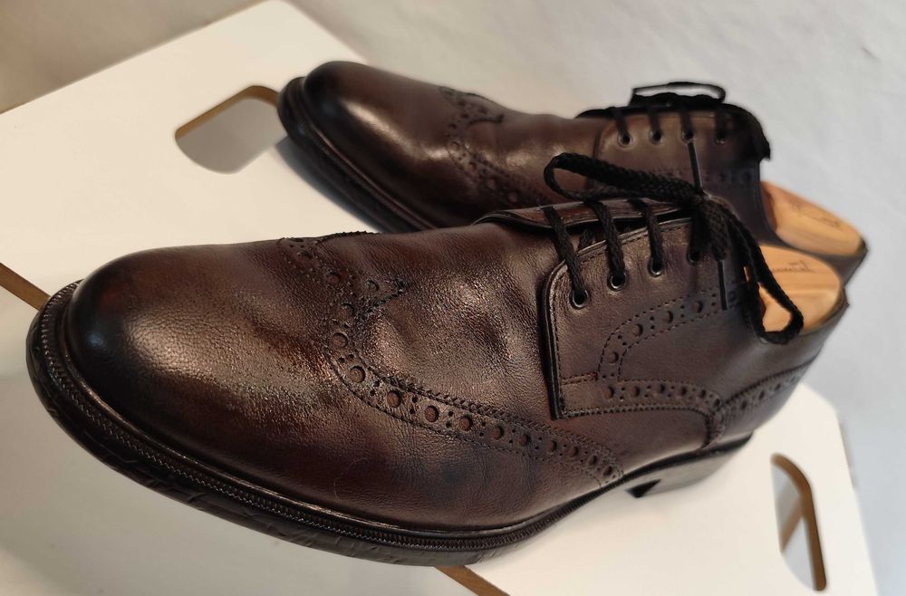 Pantofi derby brogue 45 premium GEOX 45 NOI piele naturala moale maro