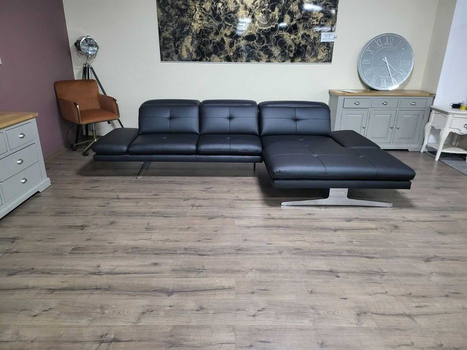 ПРОМОЦИЯ!!! Черен кожен ъглов диван "DANA"