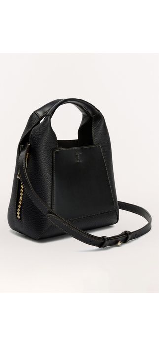 Geanta de piele FURLA cu maner si aspect texturat Gilda, Negru