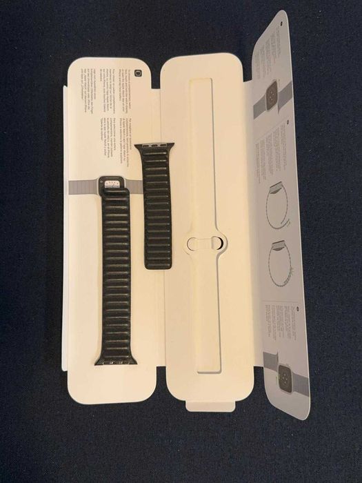 Bratara de piele Apple Watch - Leather Link 42/44/45/46 M/L Ink
