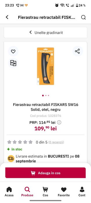 Fierastrau retractabil FISKARS SW16 Solid, otel, negru gradina taiat