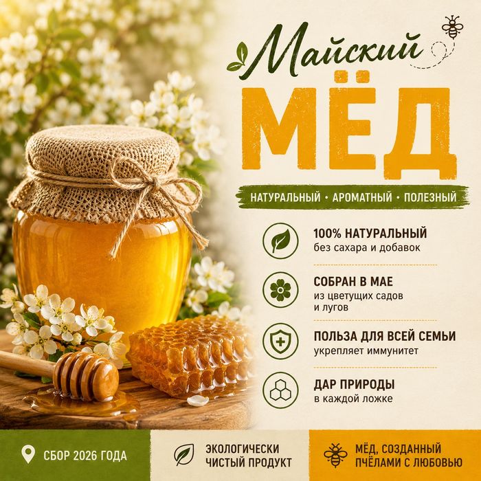 Мед в наличии - майский, сбор 2026 г