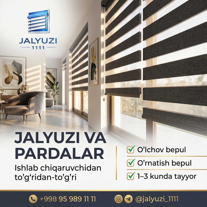 ‼️ Zavod Narxida Jalyuzi | O‘lchov o'rnatish Bepul | 1–3 Kunda Tayyor