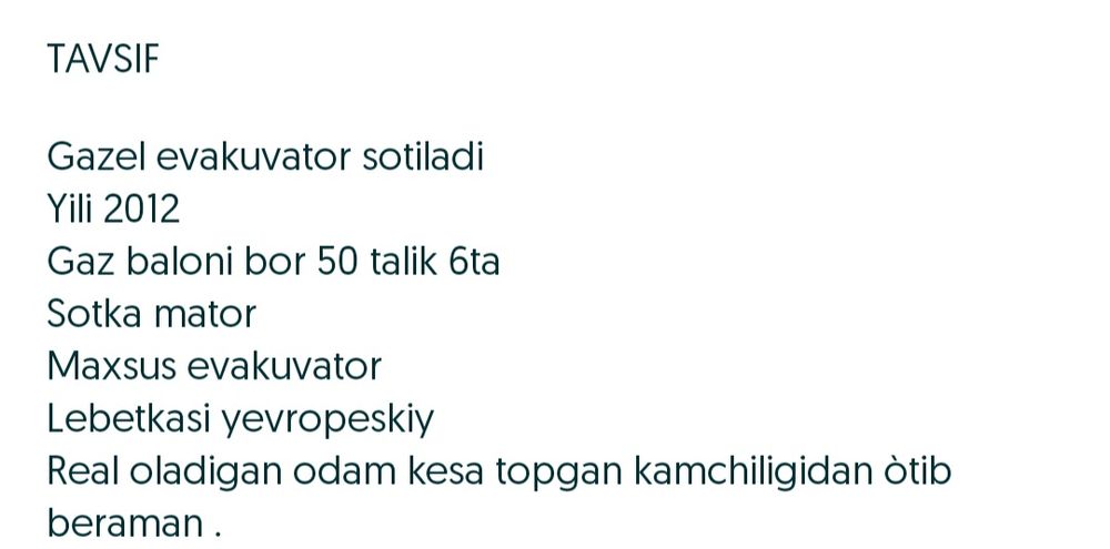 Evakuvator sotiladi
