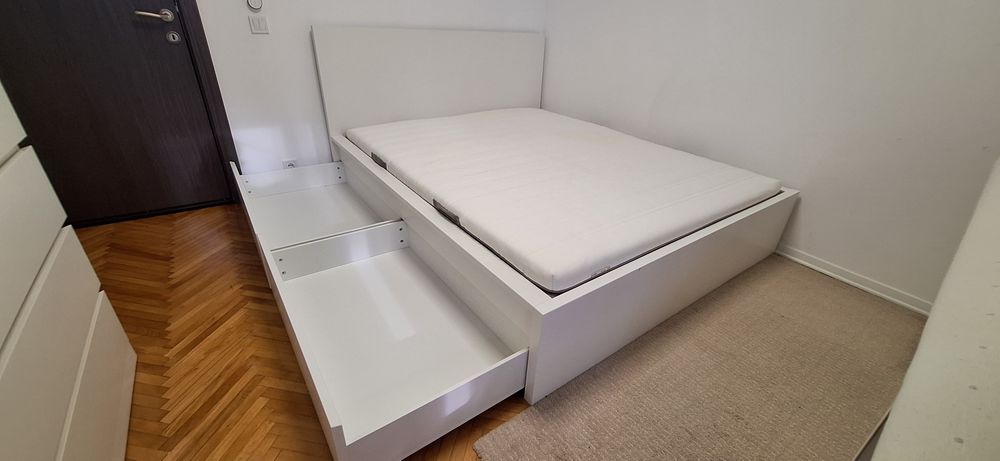 Pat Ikea MALM 160x200, 4 lazi depozitare + SALTEA Malvik