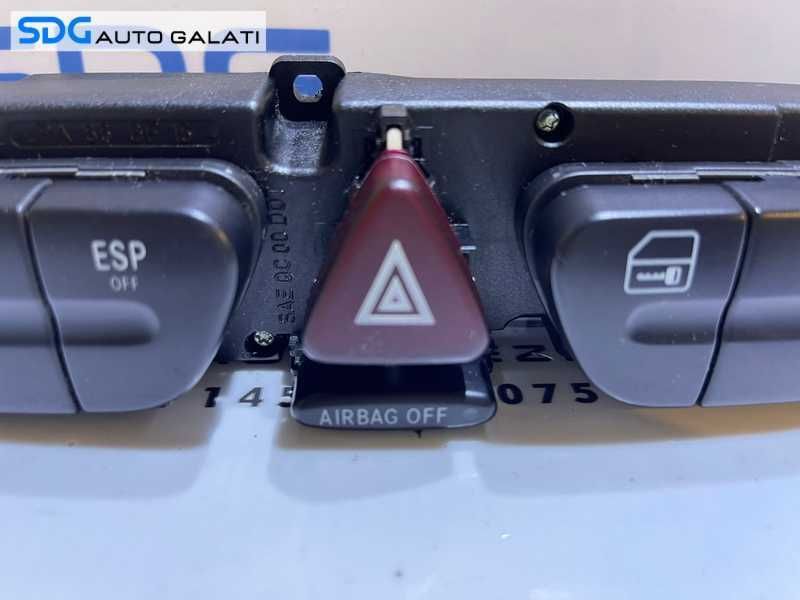 Panou Consola Buton Butoane Releu Avarie Avarii ESP Incalzire Scaune Mercedes Clasa C Class W203 2000 - 2007 Cod 2038217458
