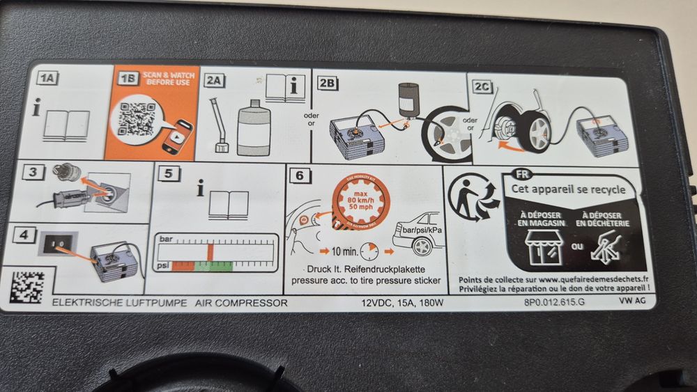 Оригинален Компресор за гуми НОВ Фолксваген,Ауди ,Шкода - 180w