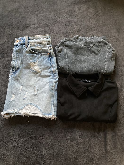 Сет- дънкова пола и 2 блузи, размер S