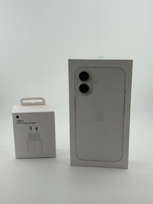iPhone 16 5G, 128GB, White, sigilat, pachet Extra Full