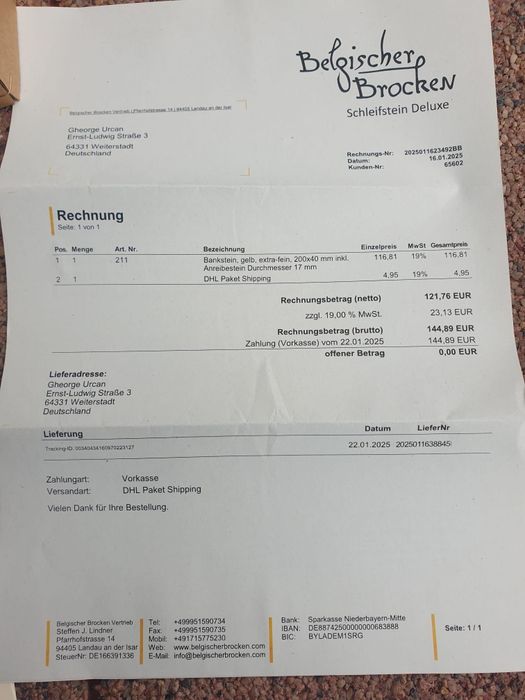 Piatră de ascuțit Galbenă de Belgia