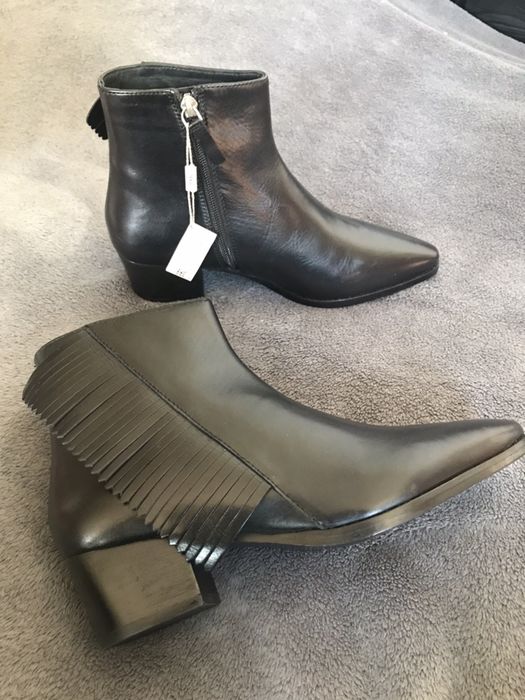 Cizme/botine scurte Uterque, piele naturala, noi, marimea 39