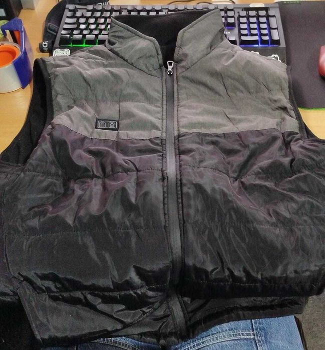 Vestă termică electrică L, unisex, negru/gri, încălzire frontală