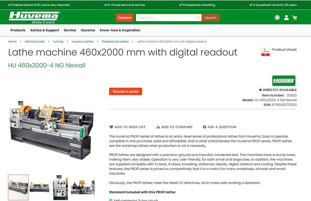 Холандски Струг с цифрова индикация/макс. диаметър Ф460 на L 2000мм.