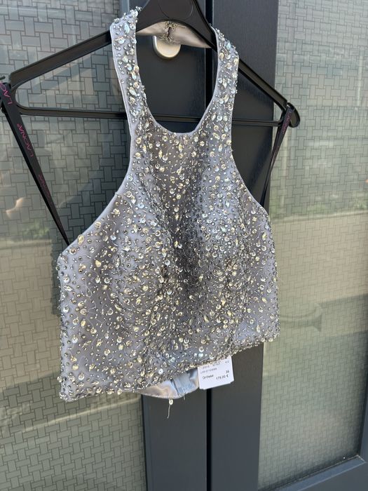 Compleu elegant Laona – top cu paiete & fustă cu talie decorativă