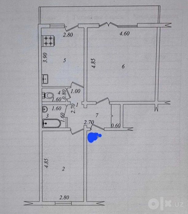 2/5/7 на м-в Карасу 4 Площадь: 65м² Комнаты раздельные