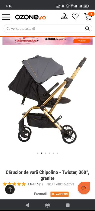 Cărucior  Chipolino - Twister, 360° slim, black