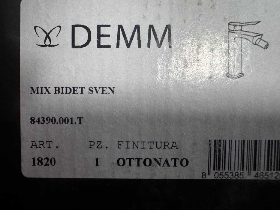 Baterie bideu, Demm, Sven,ventil cu preaplin, aur mat OTTONATO