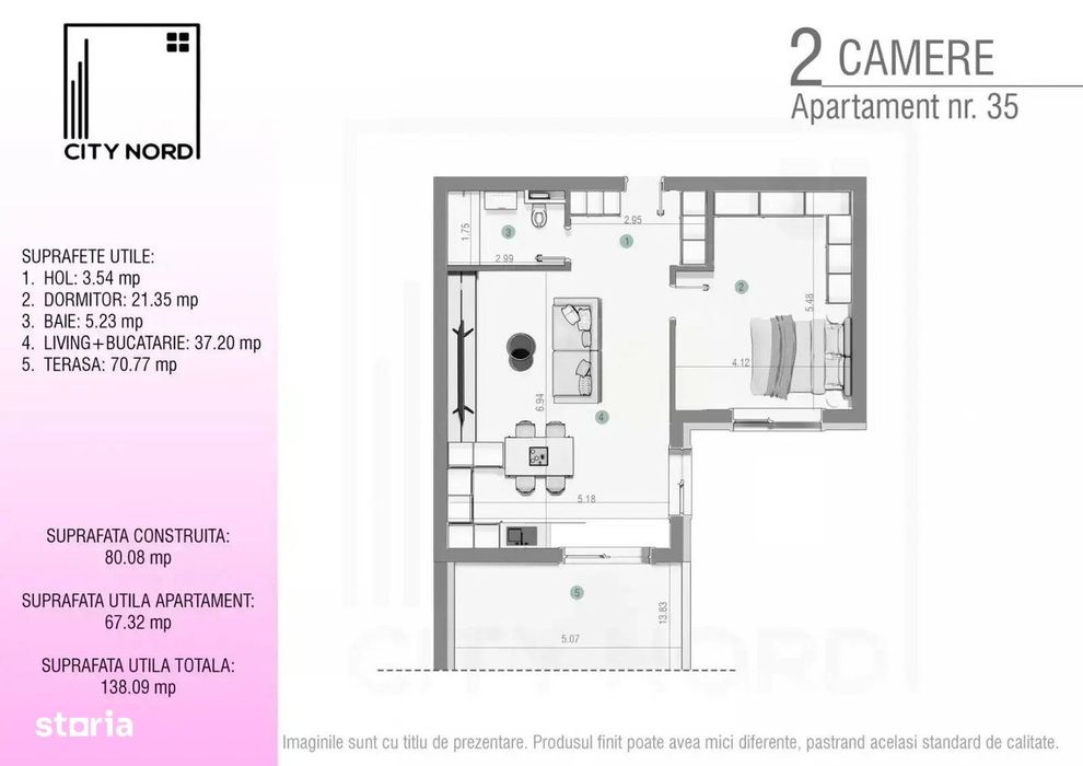 Apartament spectaculos cu terasa 70 mp utili! Bloc construit, finisat