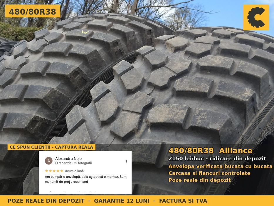 Cauciucuri Anvelope 480/80R38 480/80 R38 480/80-38 18.4R38 4808038 Alliance Tractor Punte Spate Utilaje Agricole SH Second Hand FACTURA TVA Stoc Real