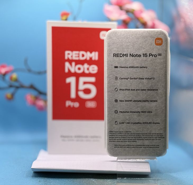 НОВ!!! Redmi Note 15 Pro 5G, 8GB RAM, 256GB ROM, Glacier Blue