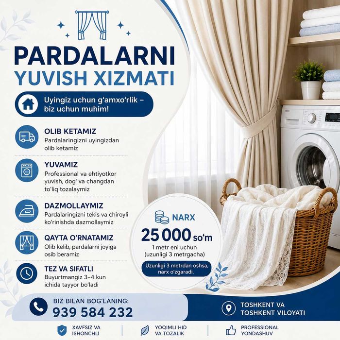 Pardalarni “pod klyuch” yuvish xizmati