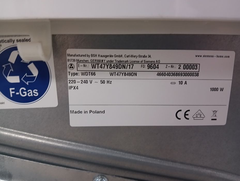 Сушилна с термопомпа Сименс Siemens IQ 800 8кг А+++ 2 години Гаранция!