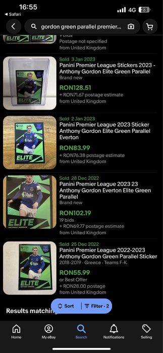 Set 2 parallels stickers Panini Premier League 22/23