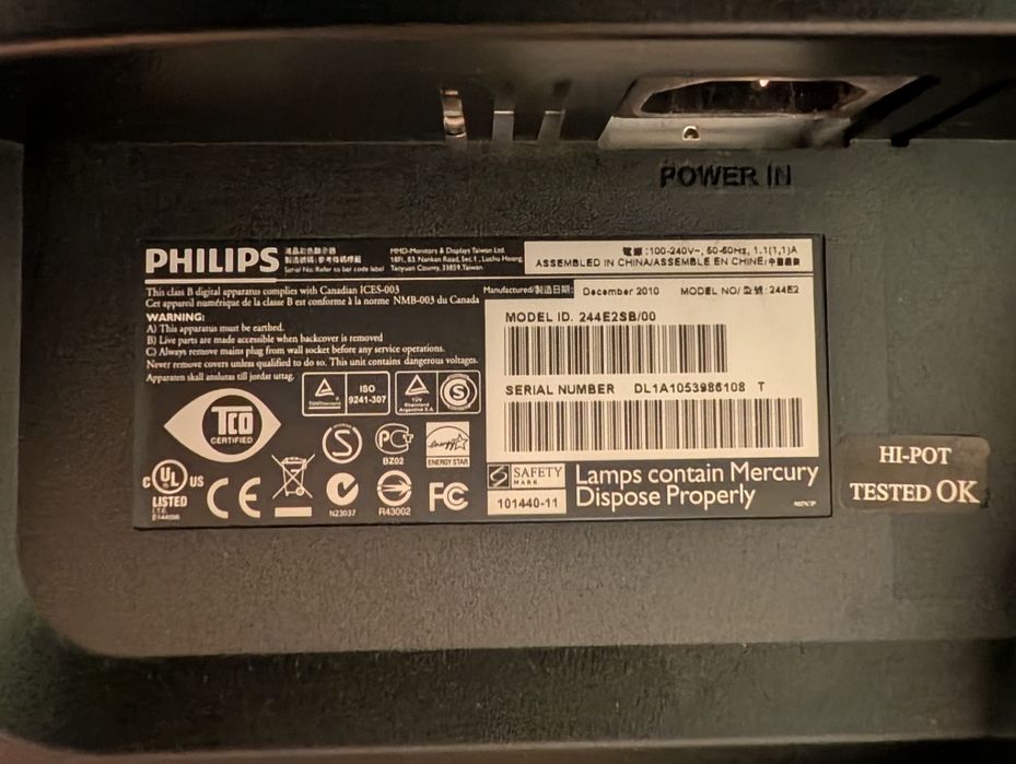 24" Монитор Philips 244E2 (Full HD 1080p)
