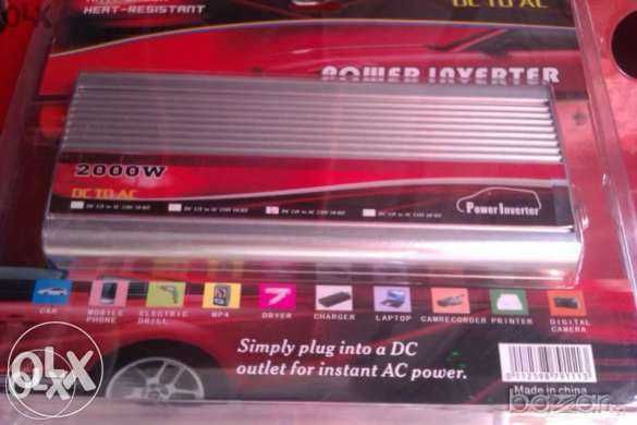 Инвертор преубразовател с лед дисплей за кола 12-220v-2000вата НОВИ