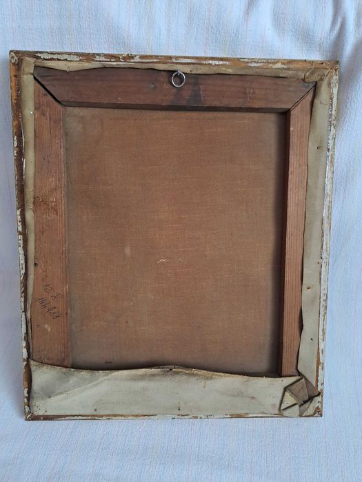 tablou vechi pictura pe panza 36/42 cm semnat Cornelia Emilian