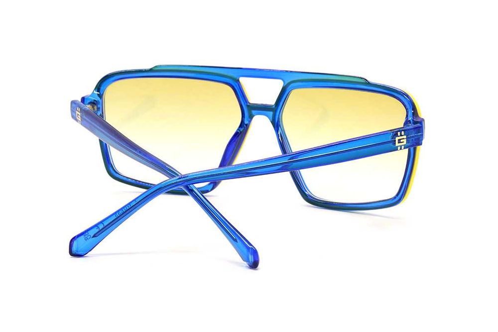 GUESS – Мъжки слънчеви очила "AVIATOR BLUE & YELLOW" нови с кутия