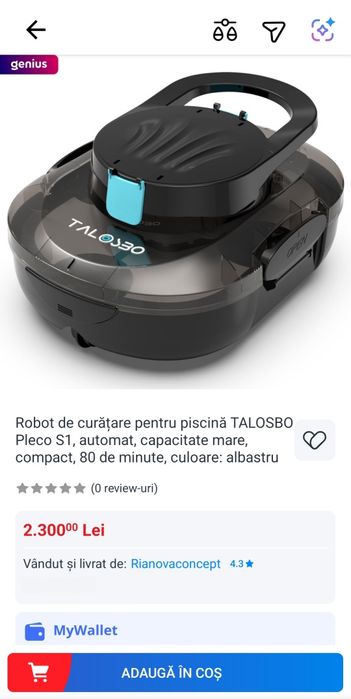 NOU Robot piscina Talosbo Pleco S1 aspirator piscina automat fara fir