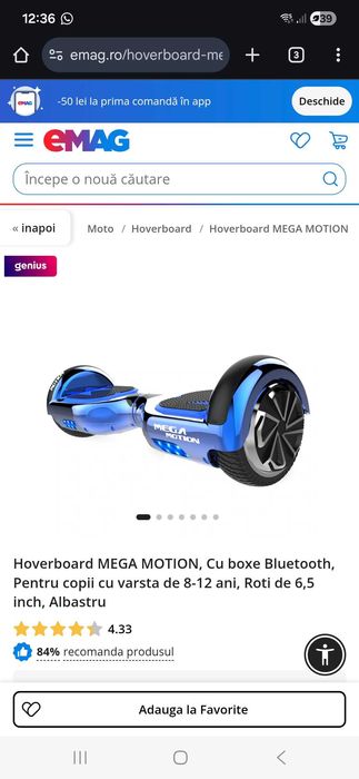 Hoverboard mega motion cu boxe bluetooth