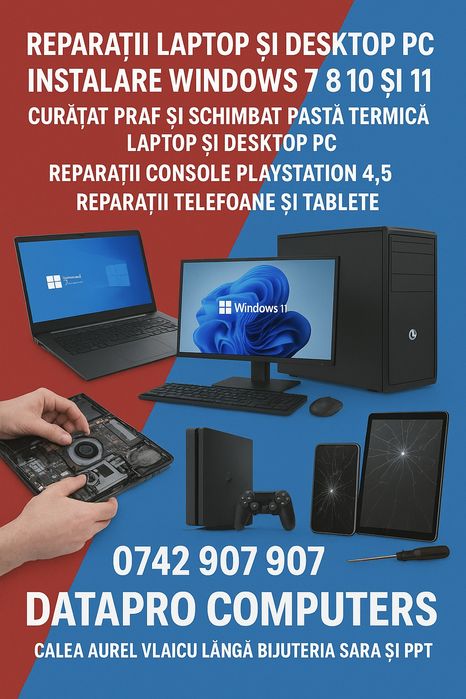 Service laptop pc , instalari Windows , curatare praf laptop si pc