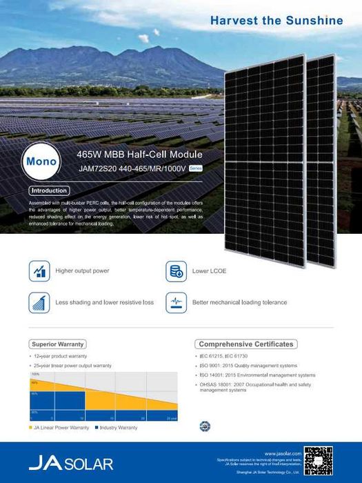 Соларен панел JA Solar JAM72S20 460/MR- 460 Wp