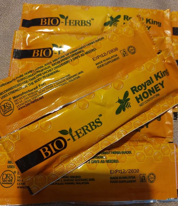 ERKEKXIN Miere pentru potentă și viața intimă la  cel mai  ieftin pret 6 lei , Royal King Honey 30g  plic 10
