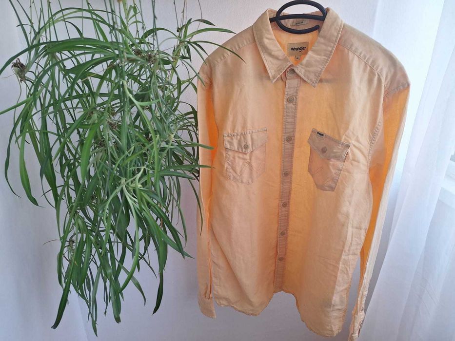 Camasa barbati Wrangler, culoare portacalie,55% in +45% bumbac,  M-L