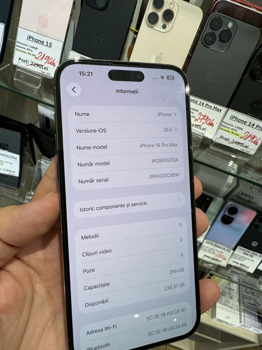 telefon iphone 14 Pro Max 256GB Gold baterie 100%