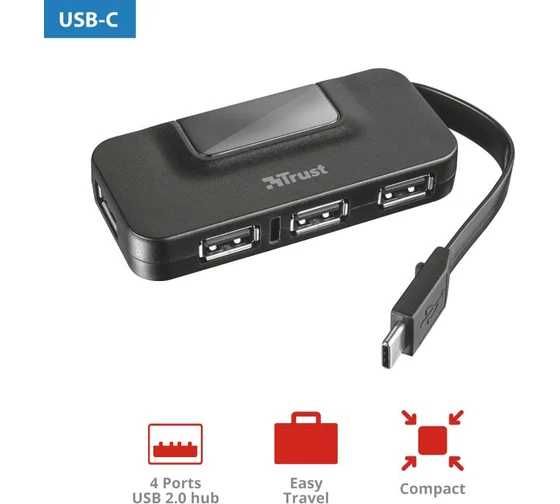 USB-хаб Trust Oila Type-C 21320 для MacBook и ноутбуков (4 порта)