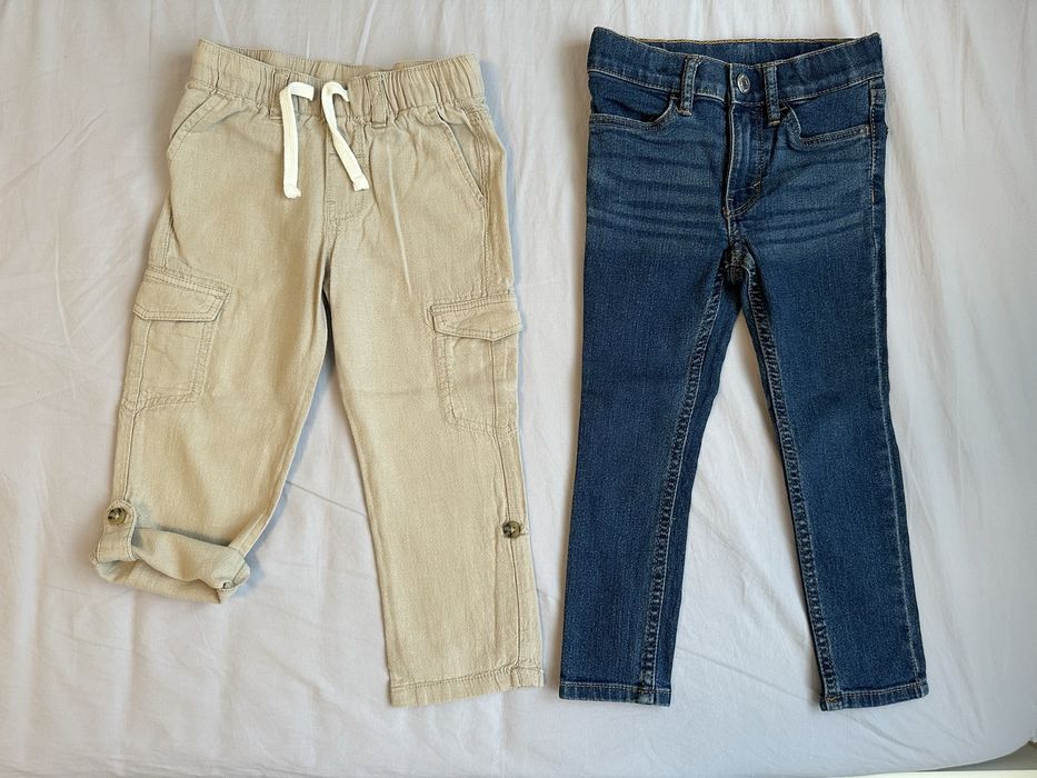Lot 4 pantaloni lungi H&M, Mothercare, Mayoral + geaca blugi, 98 cm