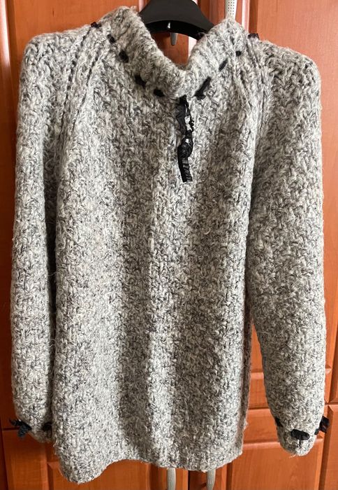 Bluză tricotată manual din mohair nuanțe gri