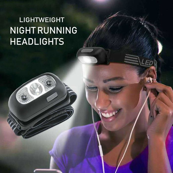 LED челник Фенер за глава 350 лумена със сензор за движение и кабел