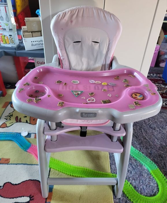 Scaun masă multifuncțional Coto Baby Roz