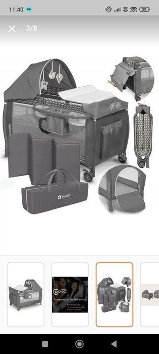 Pătuț pliabil Lionelo Sven + saltea