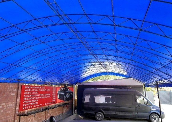 Установка баннер на весь тент, сетка