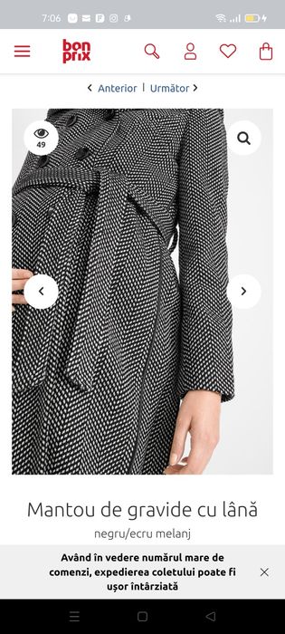 Palton de gravide cu lână