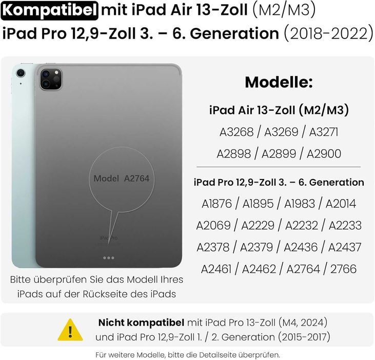 Husă pentru iPad Air 13” (2025/2024) și Pro 12.9” (2018–2022) - QWERTZ