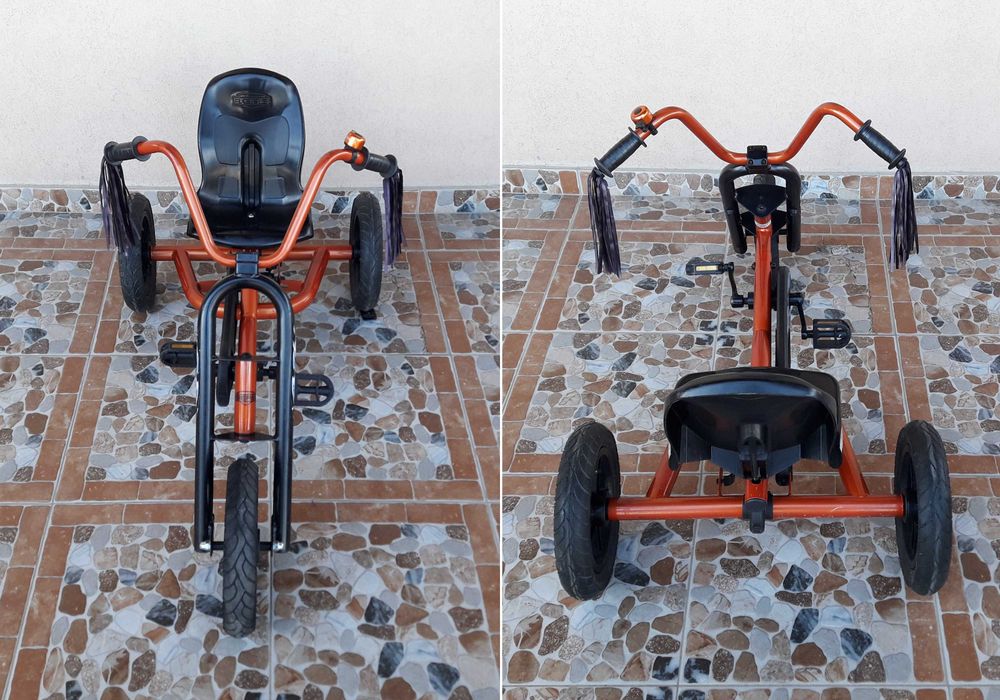 Cart (kart) cu pedale pentru copii BERG Choppy, 3 roți - maro