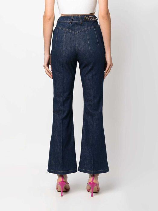 patou jeans blue navy gold details high waist new